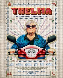 Thelma Review- June Squibb is wonderful in this action film, donning a snug-knitted cardigan.